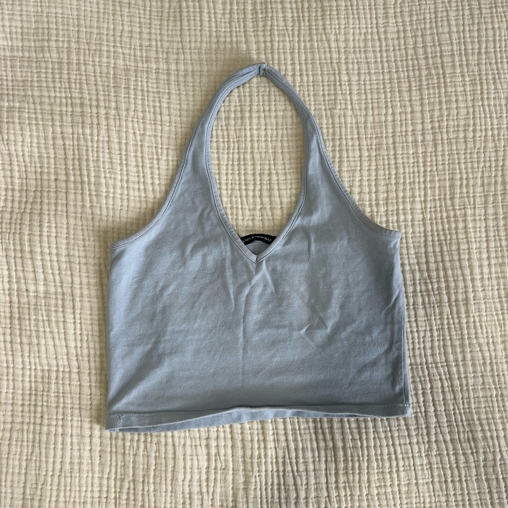 Brandy Melville Light Blue Halter Top - Picture 2 of 5